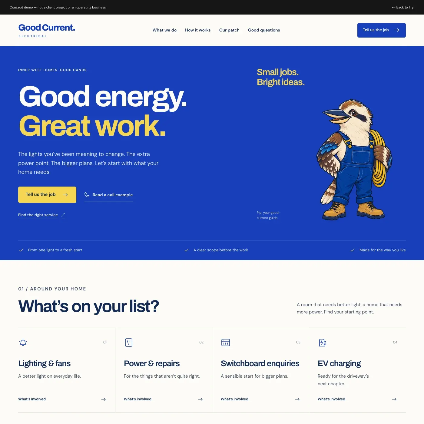 Good Current concept website homepage